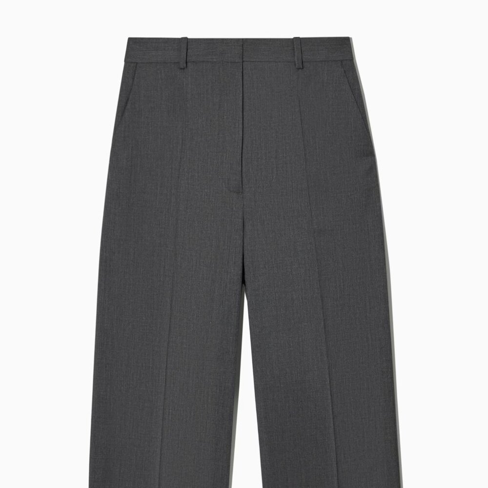 COS High-Waisted Tailored Wool Trousers – Dark Gray – US 4